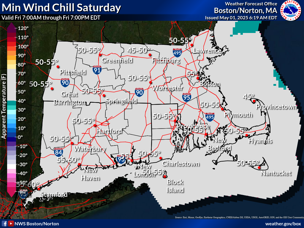 Map that displays the th period Minimum Apparent Temperature.