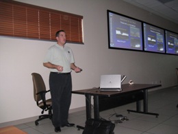 Mr. Joseph Tomaselli, Skywarn Coordinator for the Rio Grande Valley, teaching class at the McAllen Emergency Operations Center, March, 2009 (Click for larger image)