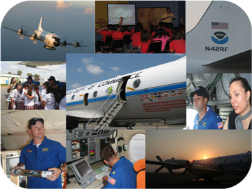 Montage of Hurricane Hunter photos including most recent 2006 tour at NWS Brownsville