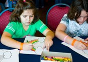 Children coloring clouds, rainbows, and storms at Storm Fury 2010 (click to enlarge)