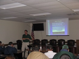 Joseph Tomaselli teaching Skywarn class to a full room of first responders and staff in Starr County (click to enlarge)