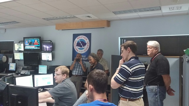 NWS Brownsville/Rio Grande Valley staff demonstrate how forecasts and warnings are created to visiting staff of Texas DPS, Houston