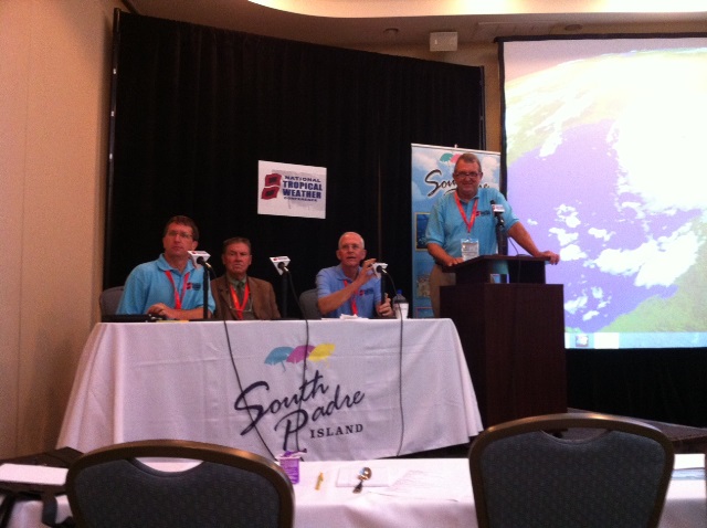 Past and Present National Hurricane Center Directors discussing hurricane messaging in the 2010s at the 2014 National Tropical Weather Conference