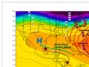 Average 500 mb geopotential height for the tropical western Atlantic and Gulf during the peak of the 2014 hurricane season (click to enlarge)