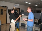 KRGV-TV-5 reporter Cristina interviews Rob Hart (click to enlarge)