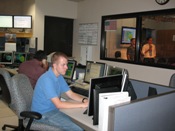 Rob Hart works up cool graphics while Science and Operations Officer Jeral Estupinan interviews in background (click to enlarge)