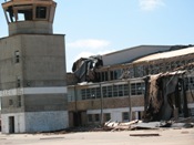 Damage at Port Isabel Cameron County Airport tower and hangar (click to enlarge)