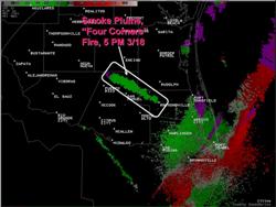 Radar view of plume from four corners wildfire, around 4 PM CT March 18th (click to enlarge)