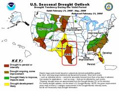 Seasonal Drought Outlook, February through May, 2008 (click to link to Climate Prediction Center's home page)
