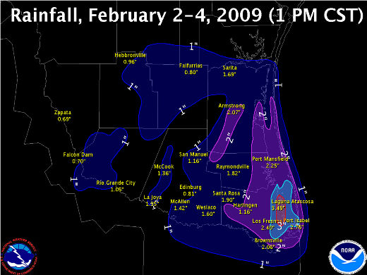 Soaking rains for the Lower Valley, February 2-4, 2010 (click to enlarge)