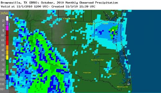 October 2010 Rainfall estimates for Deep South Texas and the Lower Rio Grande Valley (click to enlarge)