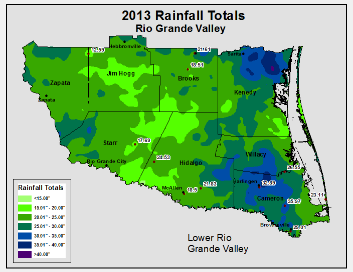 2013 Rainfall for the Rio Grande Valley and Deep South Texas(click to enlarge)
