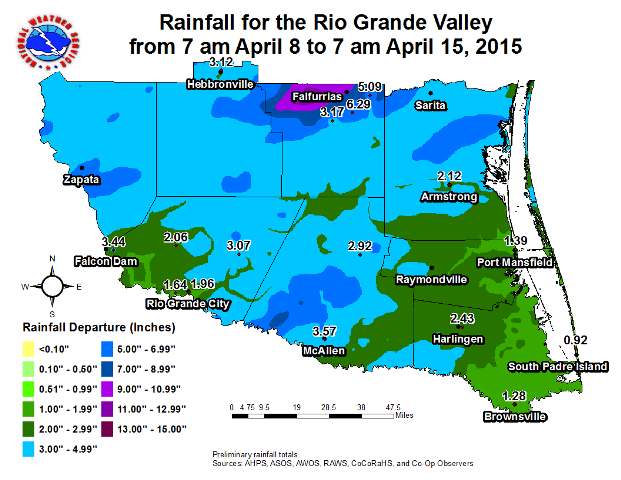 April 8-15 2015 rainfall for the Rio Grande Valley