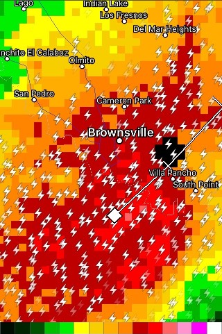Composite reflectivity during the peak of the heaviest rain in Brownsville on October 30, 2015