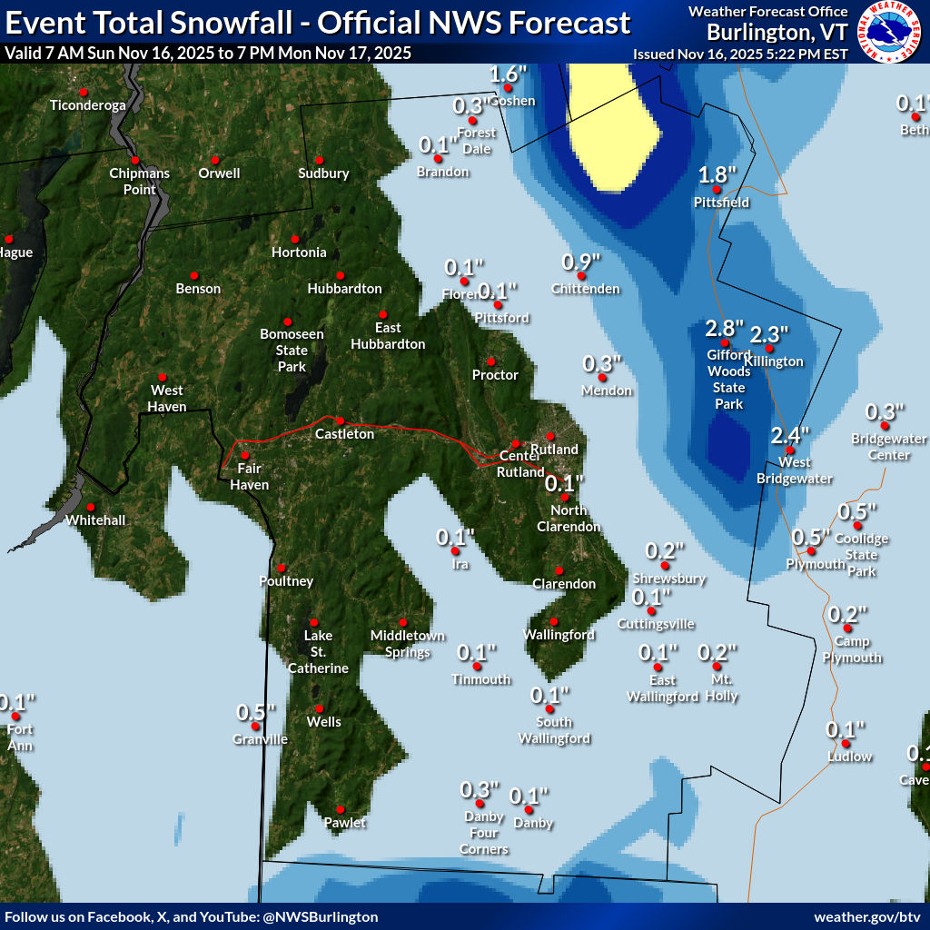 WFO BTV Storm Total Snow Forecast
