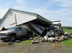 This structure collapsed as the tornado moved overhead.  