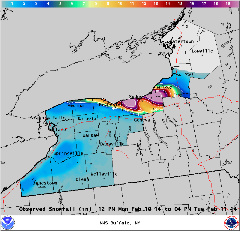 Lake Effect Snowfall - February 9-11, 2014