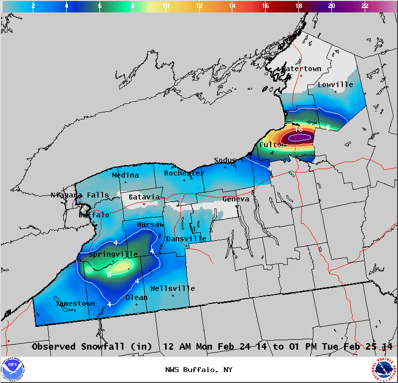 Lake Effect Snowfall - February 24-25, 2014