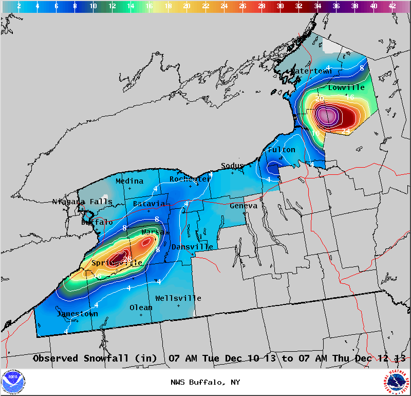 Lake Effect Snowfall - December 10-11, 2013
