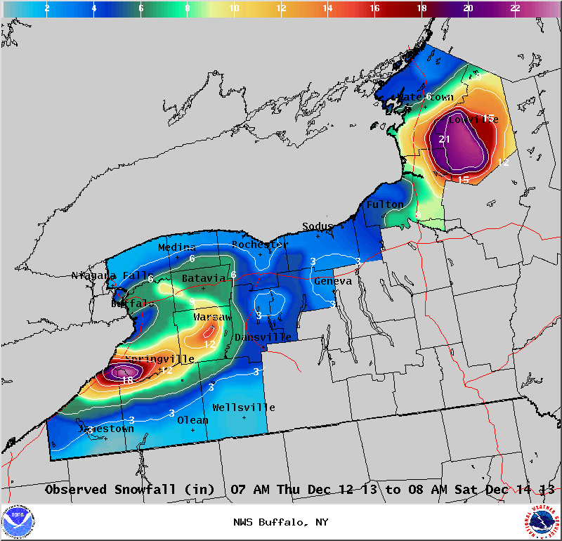 Lake Effect Snowfall - December 12-13, 2013