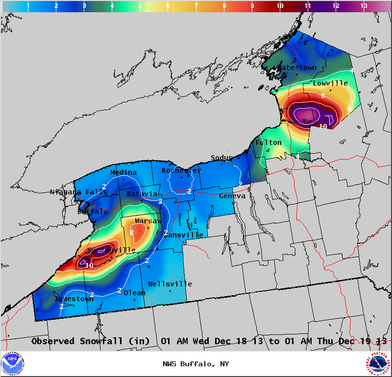 Lake Effect Snowfall - December 18-19, 2013