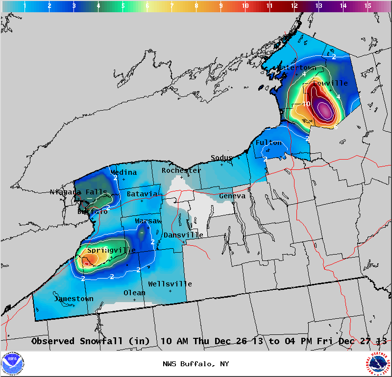 Lake Effect Snowfall - December 26-27, 2013
