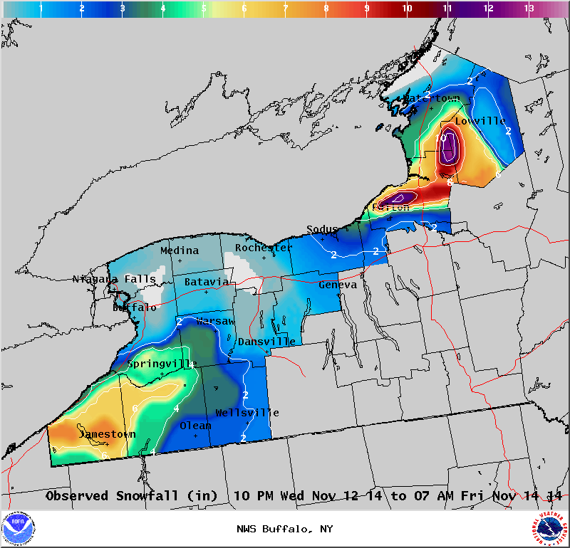 Lake Effect Snowfall - November 12-14, 2014