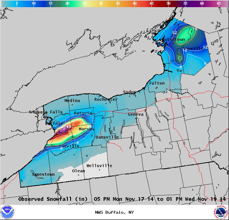 Lake Effect Snowfall - November 17-19, 2014