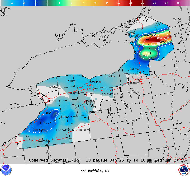 Lake Effect Snowfall - January 27, 2016