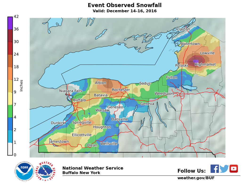 Lake Effect Summary - December 14-16, 2016 - Storm Total Snow Map