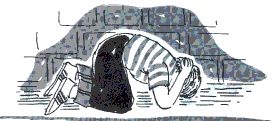 Tornado position - Bend over with your hands on the back of your head