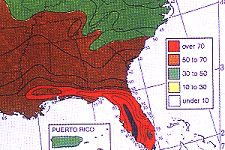 Thunderstorms distribution