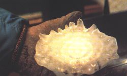 A large irregular hailstone