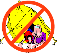 Tents, and taking shelter under tall tress give no protection from lightning.