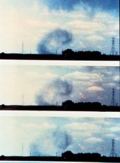 Time series photo showing dust picked up by downburst - frames show distinct roll feature
