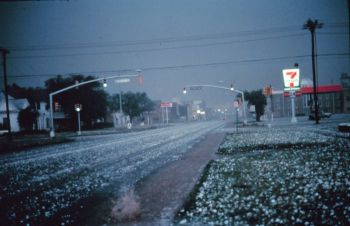 Hail covering the ground