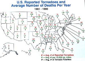 Tornado deaths by state