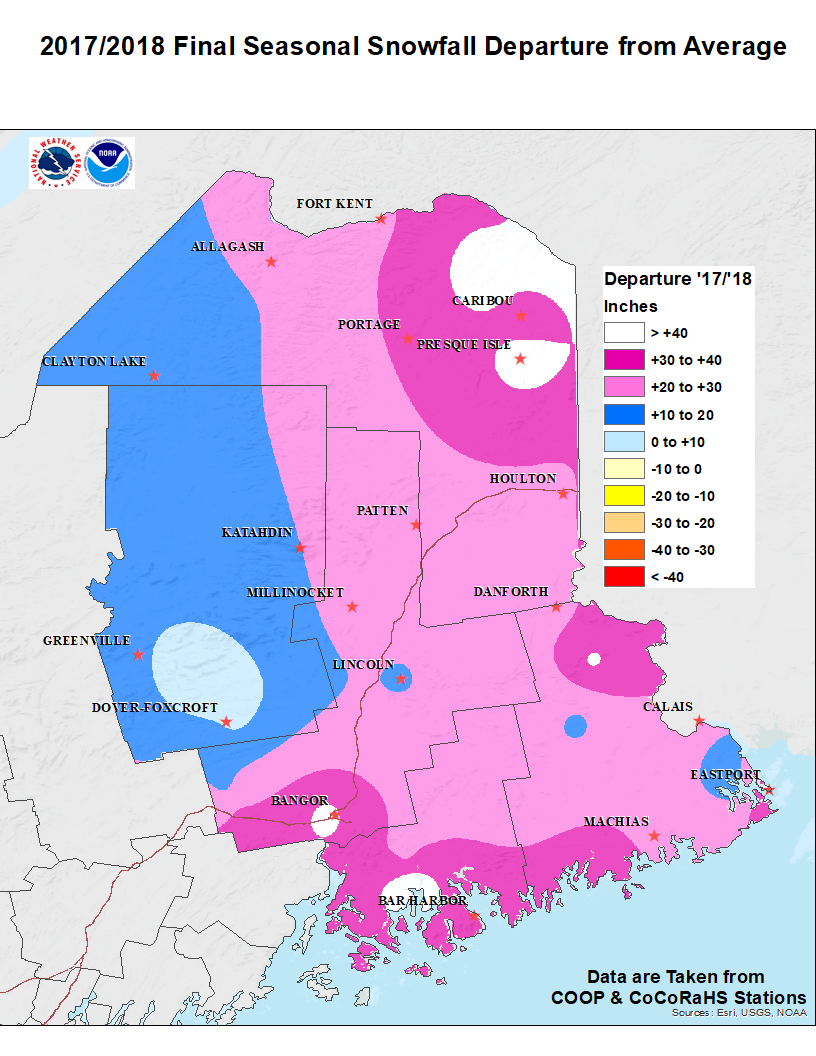 Average Annual Snowfall Map