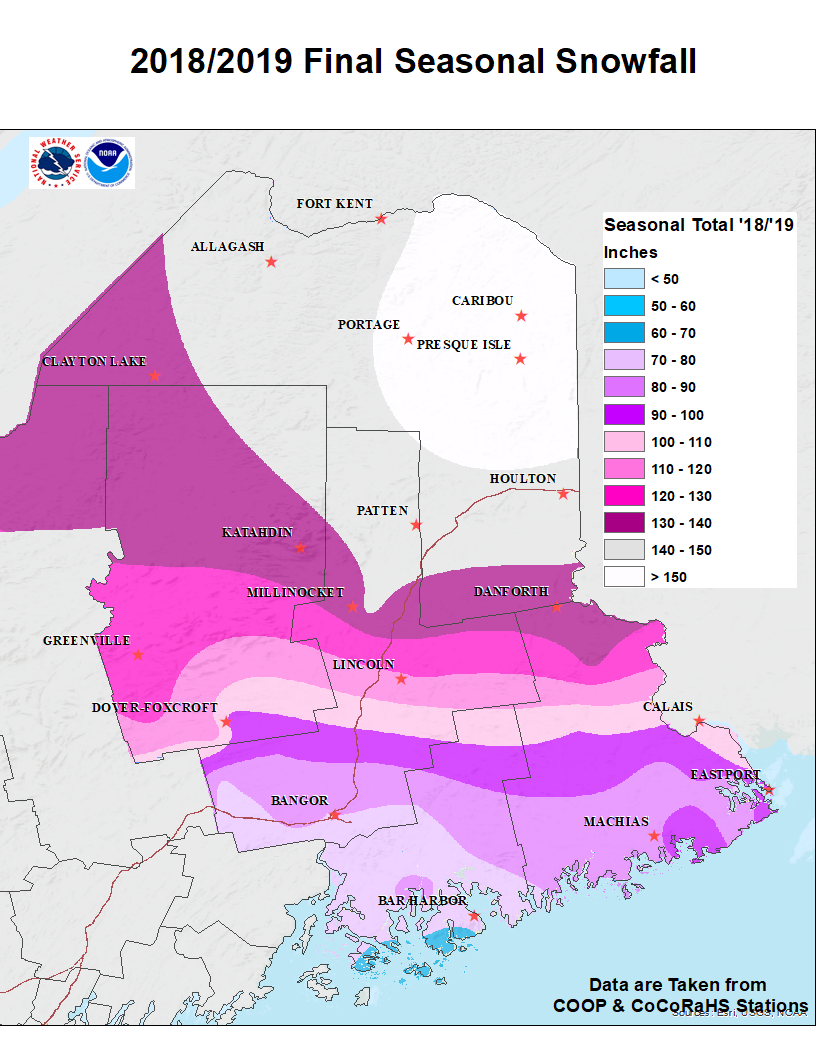 Total Snow Accumulation Map Maine