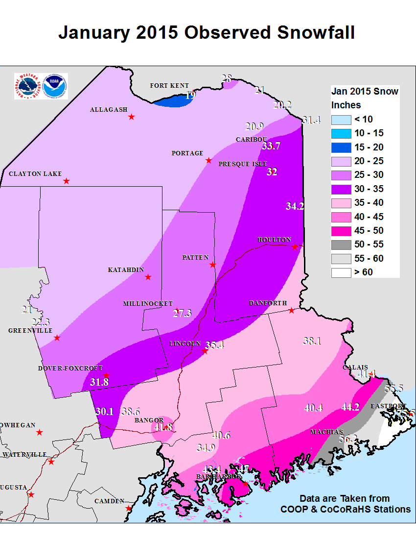 Average Annual Snowfall Map