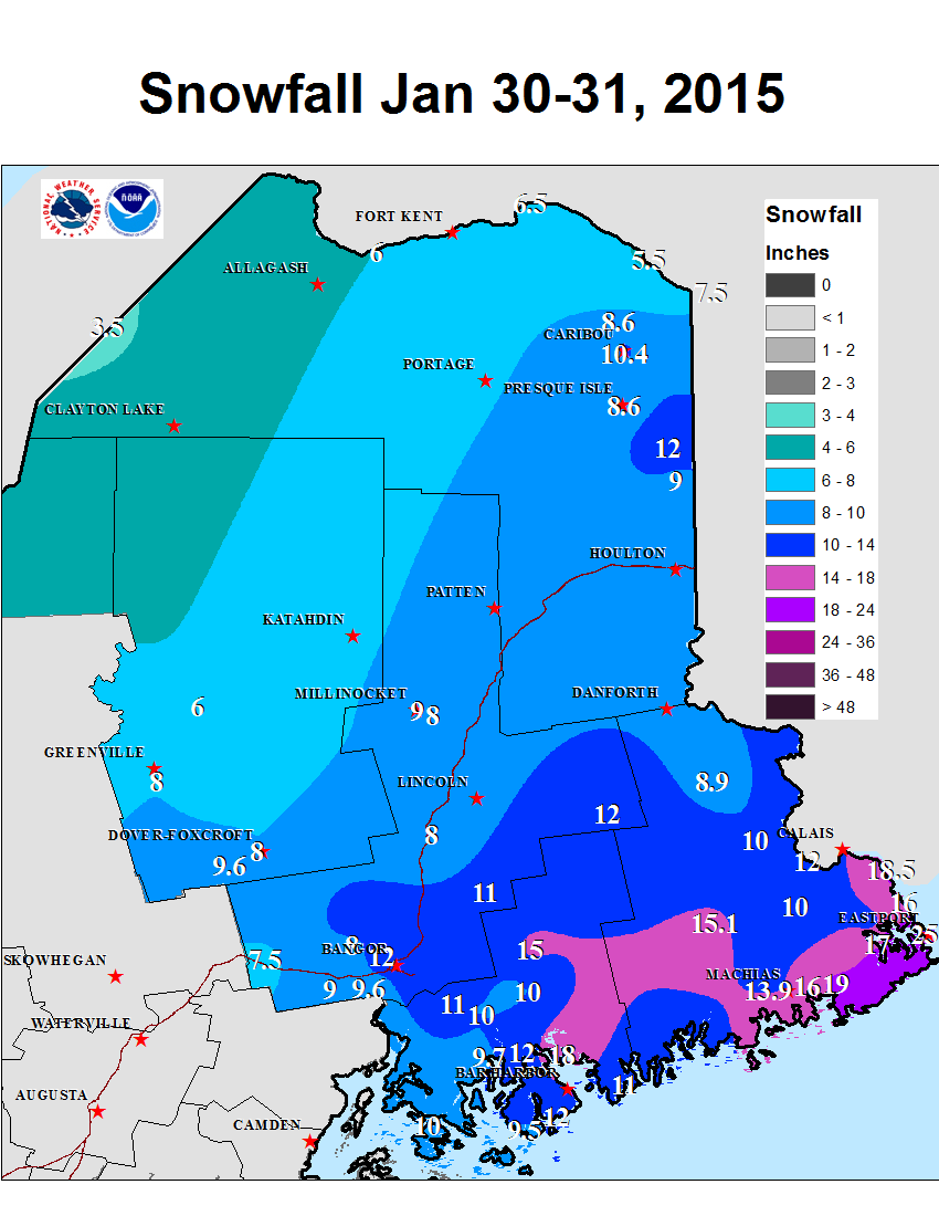 Average Annual Snowfall Map