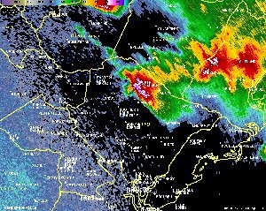 KCLX Reflectivity image at 1120 PM.