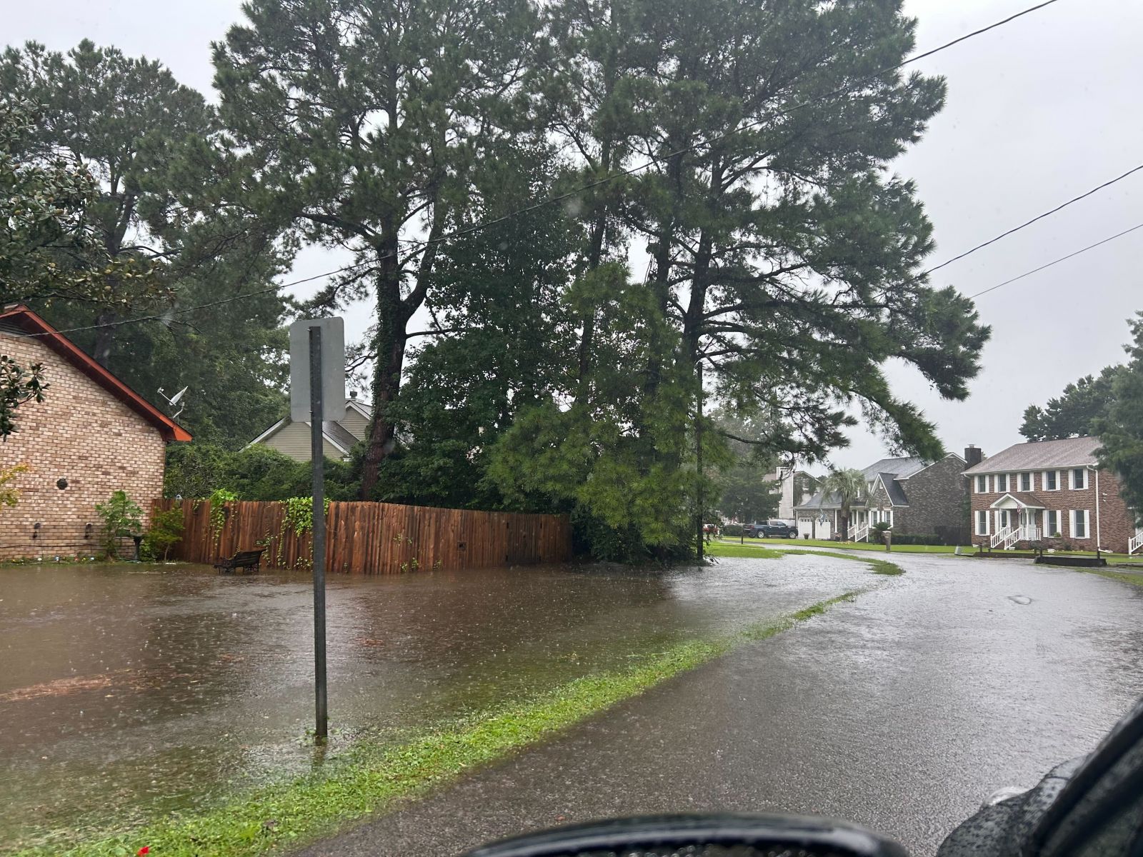 Photo of flooded road in West Ashley, SC.