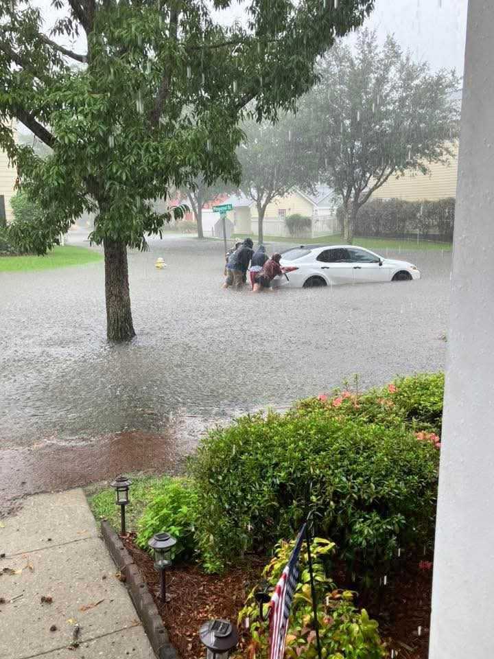 Image of flooded street in Summerville, SC.