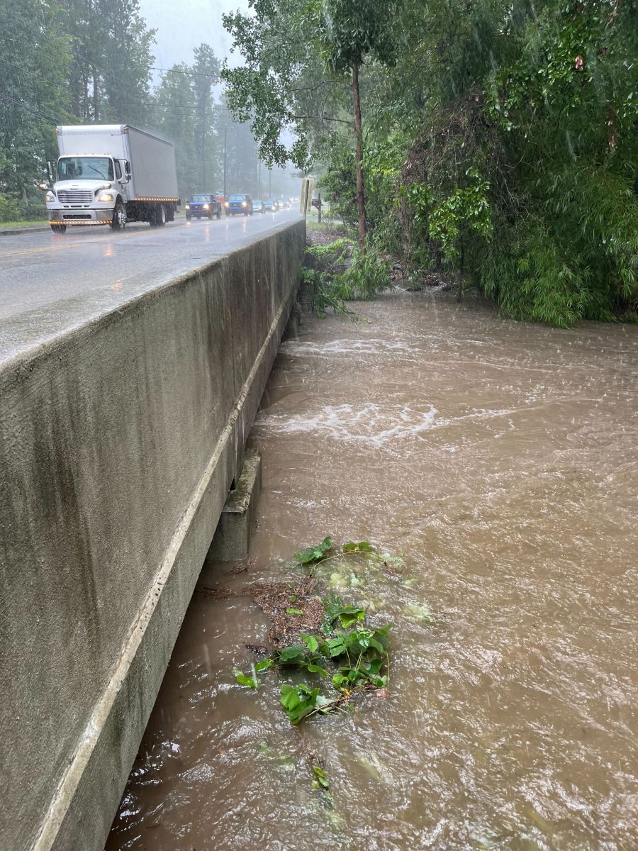 Image of flooding along Rumphs Hill Creek in Summerville, SC.