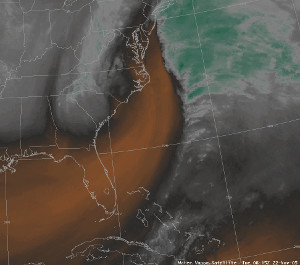 Water vapor satellite image at 0815 UTC (0315 AM EST) during the wind event.