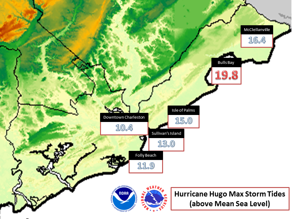 Hugo storm surge map