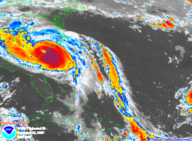 Infrared Satellite Image of Hurricane Hugo