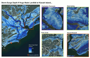 Hypothetical storm surge visualization zoom map.