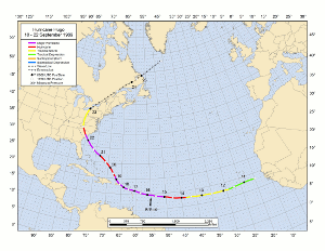 Hurricane Hugo track map